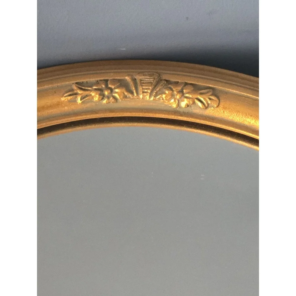 Uttermost Mirror Company Gold Narrow Oval Ornate Framed Wall Mirror Vintage